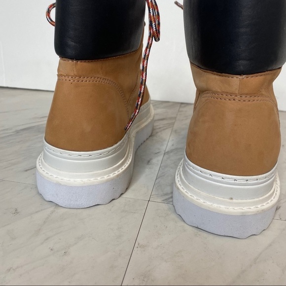 New! Schutz Marlua Platform Lace Up Tan White Boot 8B - Picture 4 of 15